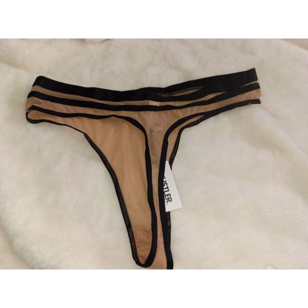 Hustler Willa thick strap illusion mesh high waist thong